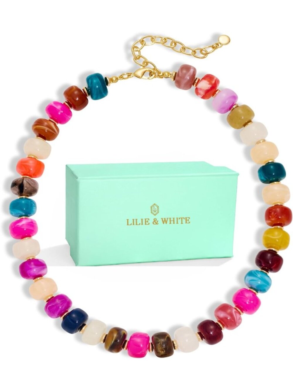 LILIE&WHITE Resin Chunky Beaded Necklace for Women Minimalistic Modern Statement
